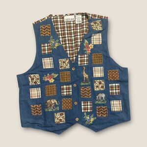 VTG Casey & Max Womens XL 90s Y2K Vest Plaid Patchwork Quilted Cottage Core EUC